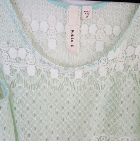 Robin K mint boho lace tank top - Picture 2 of 6